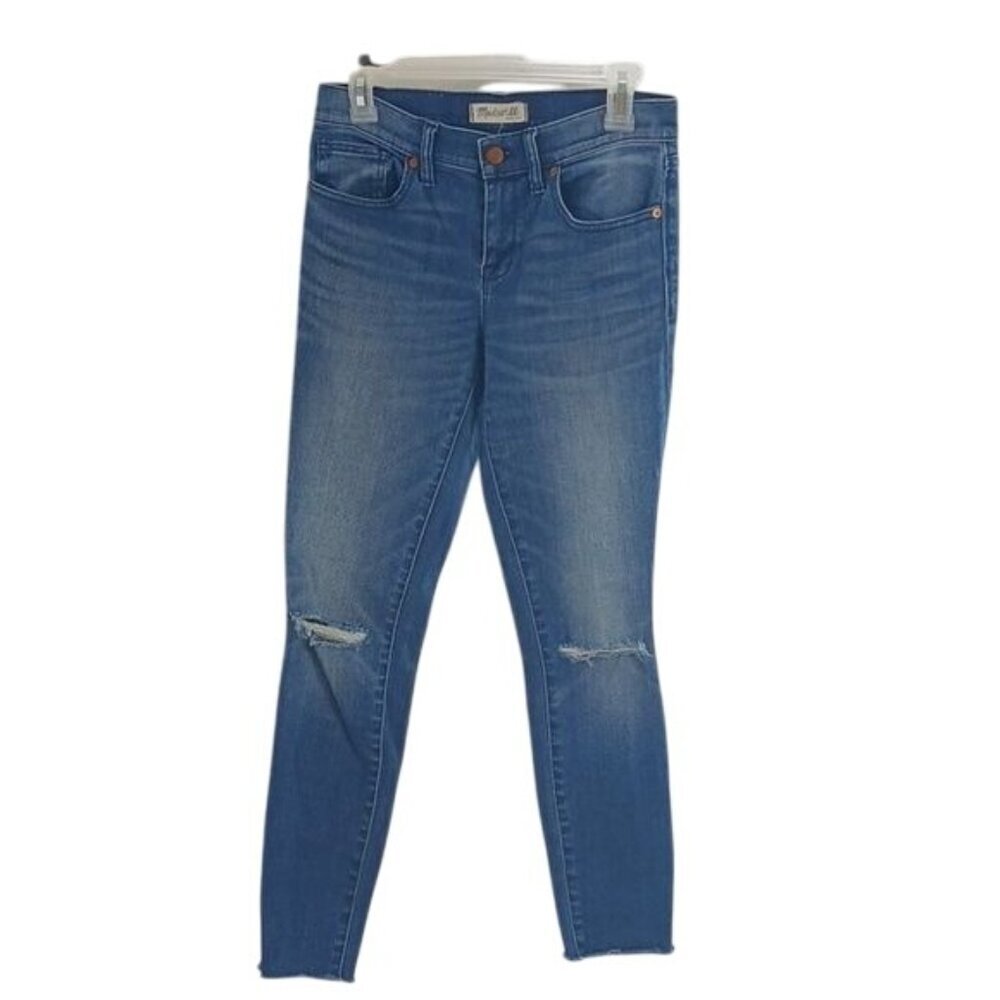 Madewell Womens Skinny Jeans Distressed Knee Medium Wash Stretch Denim Size 26
